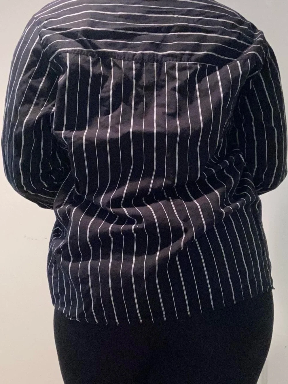 H&M Black Pinstripe Blazer Shirt Jacket - Picture 3 of 6